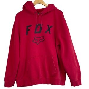 Fox men’s Absolute Pullover Graphic Hoodie Red Black Kangaroo Pocket Size XL